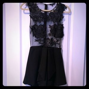 Black Illusion Bodice Romper